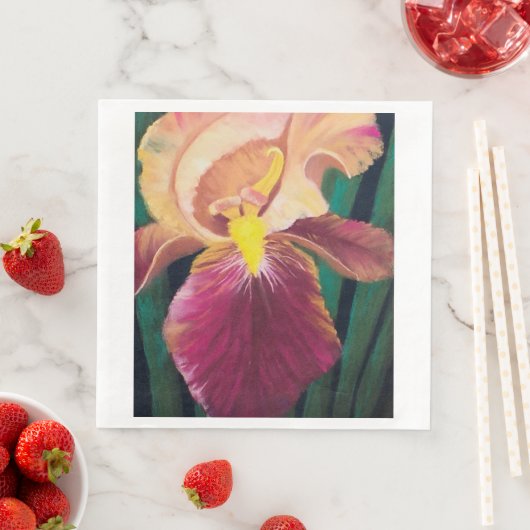 Paarse en gele Iris Napkin Servet (Insitu)