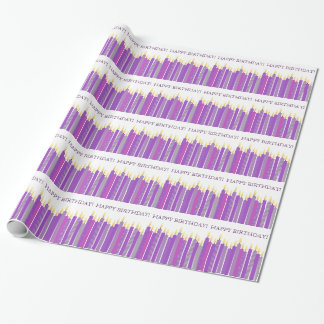 Paarse en gele kaarsmeisjes cadeaupapier