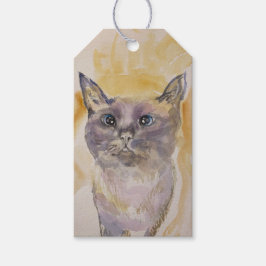 Paarse en gele,  katten cadeau label cadeaulabel