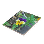 Paarse en gele keramische tegel tegeltje (Zijkant)