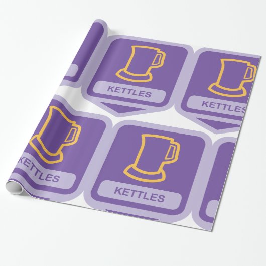 Paarse en gele ketels icoon cadeaupapier (Uitgerold)