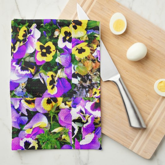 paarse en gele keukenhanddoek (Quarter Fold)