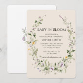 Paarse en gele kleine in bloei Baby shower Kaart (Voorkant / Achterkant)