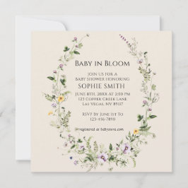 Paarse en gele kleine in bloei Baby shower Kaart