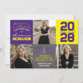 Paarse en gele krijtbord 3 Foto Afstuderen Kaart (Voorkant)