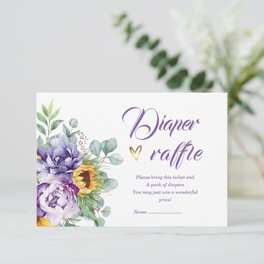 Paarse en gele luier Raffle Kaart (Staand voorkant)