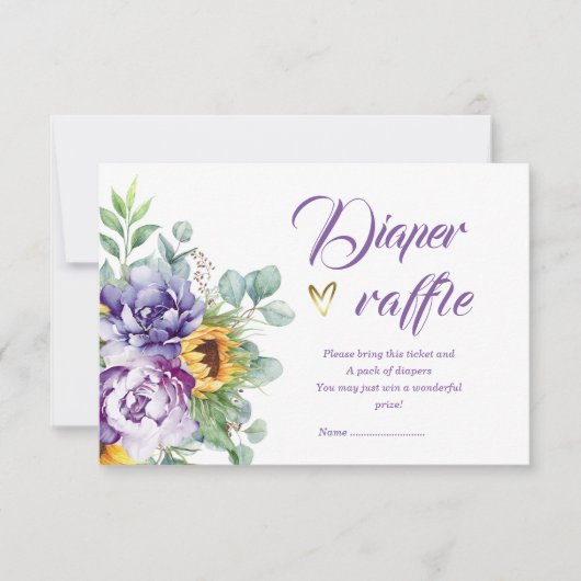 Paarse en Gele Luierraffle Kaart (Voorkant)