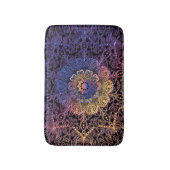 Paarse en gele mandala: handgetekend ontwerp badmat (Voorkant Verticaal)