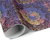 Paarse en gele mandala: handgetekend ontwerp cadeaupapier (Rol Hoek)