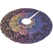 Paarse en gele mandala: handgetekend ontwerp kerstboom rok (Gekanteld)