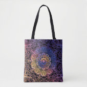 Paarse en gele mandala: handgetekend ontwerp tote bag (Voorkant)