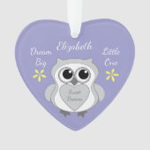 Paarse en gele met uil en baby naam ornament (voorkant)