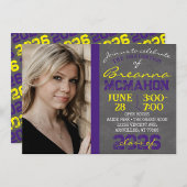 Paarse en gele Modern Chalkboard Afstuderen Kaart