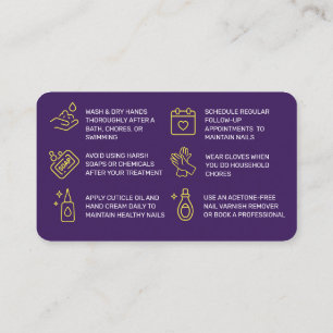 Paarse en gele nagels Aftercare Card Visitekaartje
