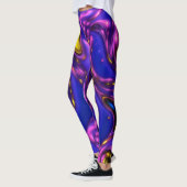 Paarse en gele Neon Liquid Abstracte Kunst Leggings (Links)
