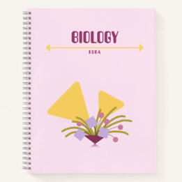 Paarse en gele notitieboek met geometrische bloeme