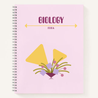 Paarse en gele notitieboek met geometrische bloeme