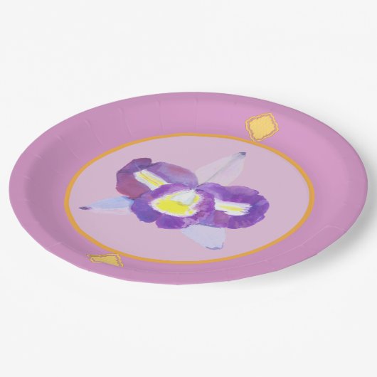 Paarse en gele orchidee papier Borden Papieren Bordje (Gekanteld)