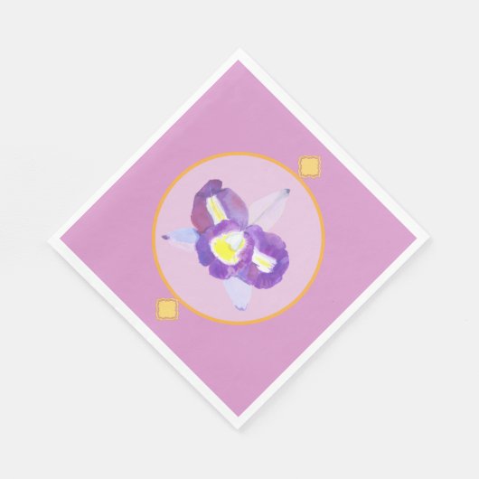 Paarse en gele orchideeënpapier servet (Hoek)