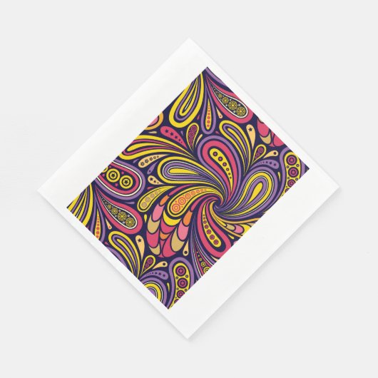 Paarse en gele paisley servetten (Hoek)