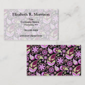 Paarse en gele Paisley Visitekaartje (Voorkant / Achterkant)