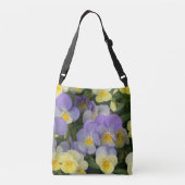 Paarse en Gele Pansies Crossbody Tas (Achterkant)