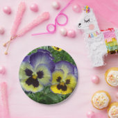 , Paarse en Gele Pansies, Douane, Huwelijk Papieren Bordje (Feest)