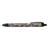 Paarse en gele Pansies Floral Black Ink Pen (Bovenkant)