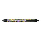 Paarse en gele Pansies Floral Black Ink Pen (Achterkant)