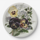 paarse en gele Pansies Papieren Bordje (Voorkant)