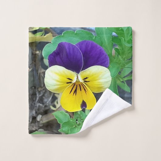 Paarse en gele Pansy Bad Handdoek (Wasdoekje)