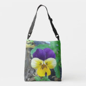Paarse en gele Pansy Crossbody Tas (Achterkant)