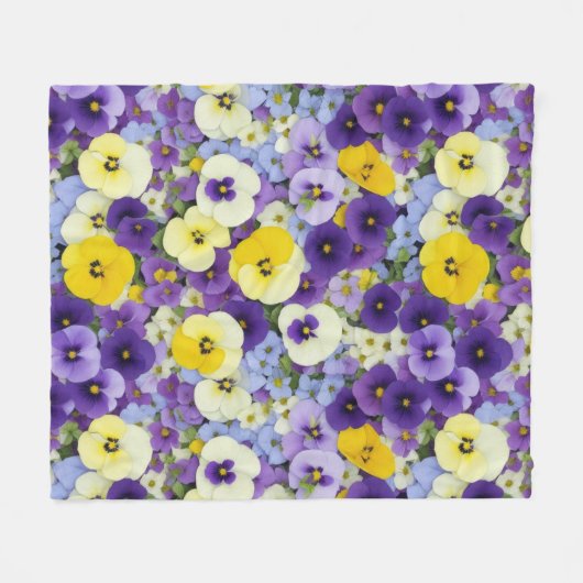 Paarse en gele Pansy Flowers Fleece Deken (Voorkant (Horizontaal))
