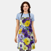 Paarse en gele Pansy Flowers Schort (Gedragen)