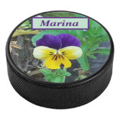 Paarse en gele Pansy Hockey Puck (3/4)