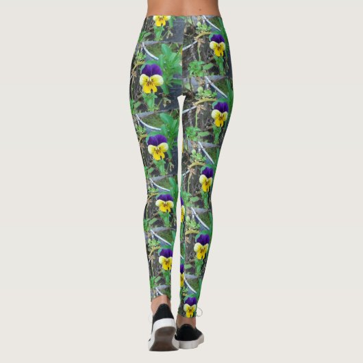 Paarse en gele Pansy Leggings (Achterkant)