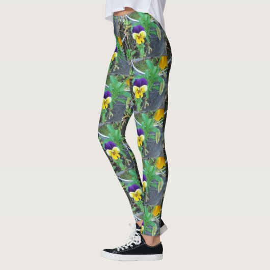 Paarse en gele Pansy Leggings (Links)