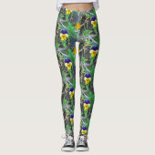 Paarse en gele Pansy Leggings (Voorkant)