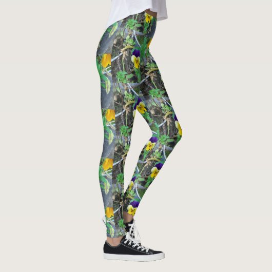 Paarse en gele Pansy Leggings (Rechts)