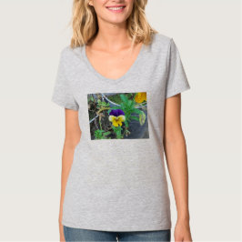 Paarse en gele Pansy T-shirt