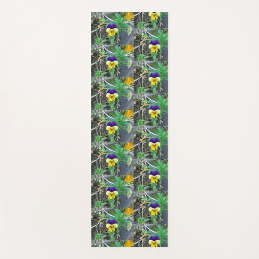 Paarse en gele Pansy Yogamat (Voorkant)