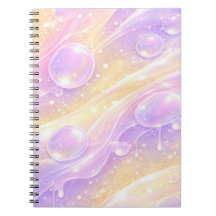 Paarse en gele pastel bubbels AI-kunst