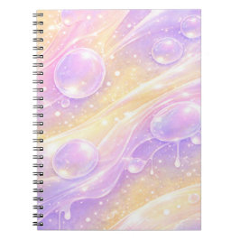 Paarse en gele pastel bubbels AI-kunst Notitieboek