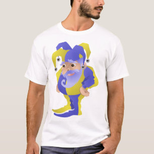 Paarse en gele renaissancistische nar met baard t-shirt