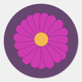 Paarse en gele Retro Daisy Flower Ronde Sticker (Voorkant)