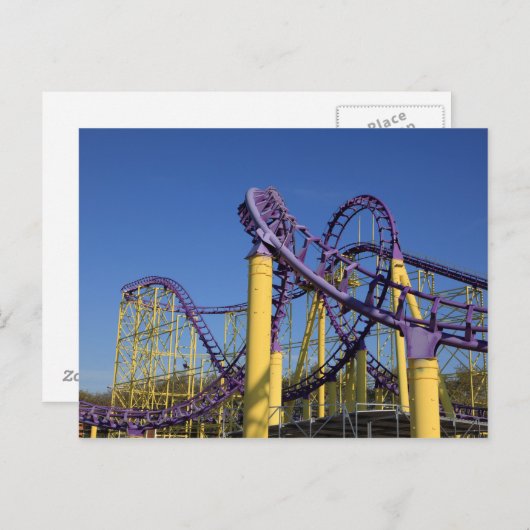 Paarse en gele Rollers Onderzetters tracks Briefkaart (Voorkant / Achterkant)