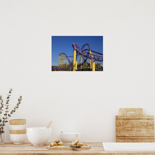 Paarse en gele Rollers Onderzetters tracks Poster (Keuken)