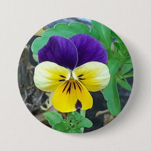 Paarse en gele ronde badge button 7,6 cm