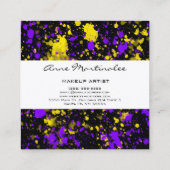 Paarse en gele schildpad op zwart vierkante visitekaartje (Achterkant)