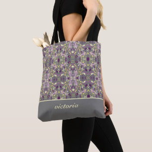 Paarse en gele schildpad tote bag